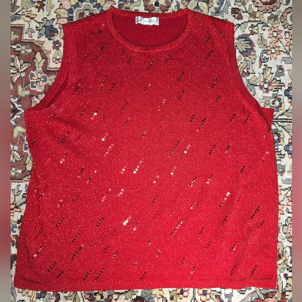 Dress Barn Red Sequin Sleeveless Top
